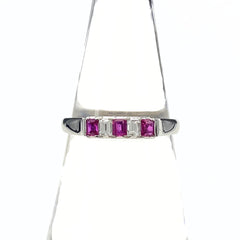 ルビー デザインリング プラチナ 指輪 メレダイヤ リング 12.5号 Pt900 ルビー ダイヤモンド レディース 【中古】nbjwl