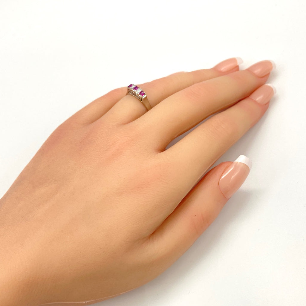 ルビー デザインリング プラチナ 指輪 メレダイヤ リング 12.5号 Pt900 ルビー ダイヤモンド レディース 【中古】nbjwl