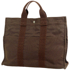 エルメス エールライン MM ハンドバッグ トートバッグ ナイロンキャンバス ブラウン レディース 【中古】brbag