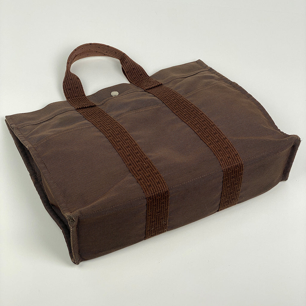 エルメス エールライン MM ハンドバッグ トートバッグ ナイロンキャンバス ブラウン レディース 【中古】brbag