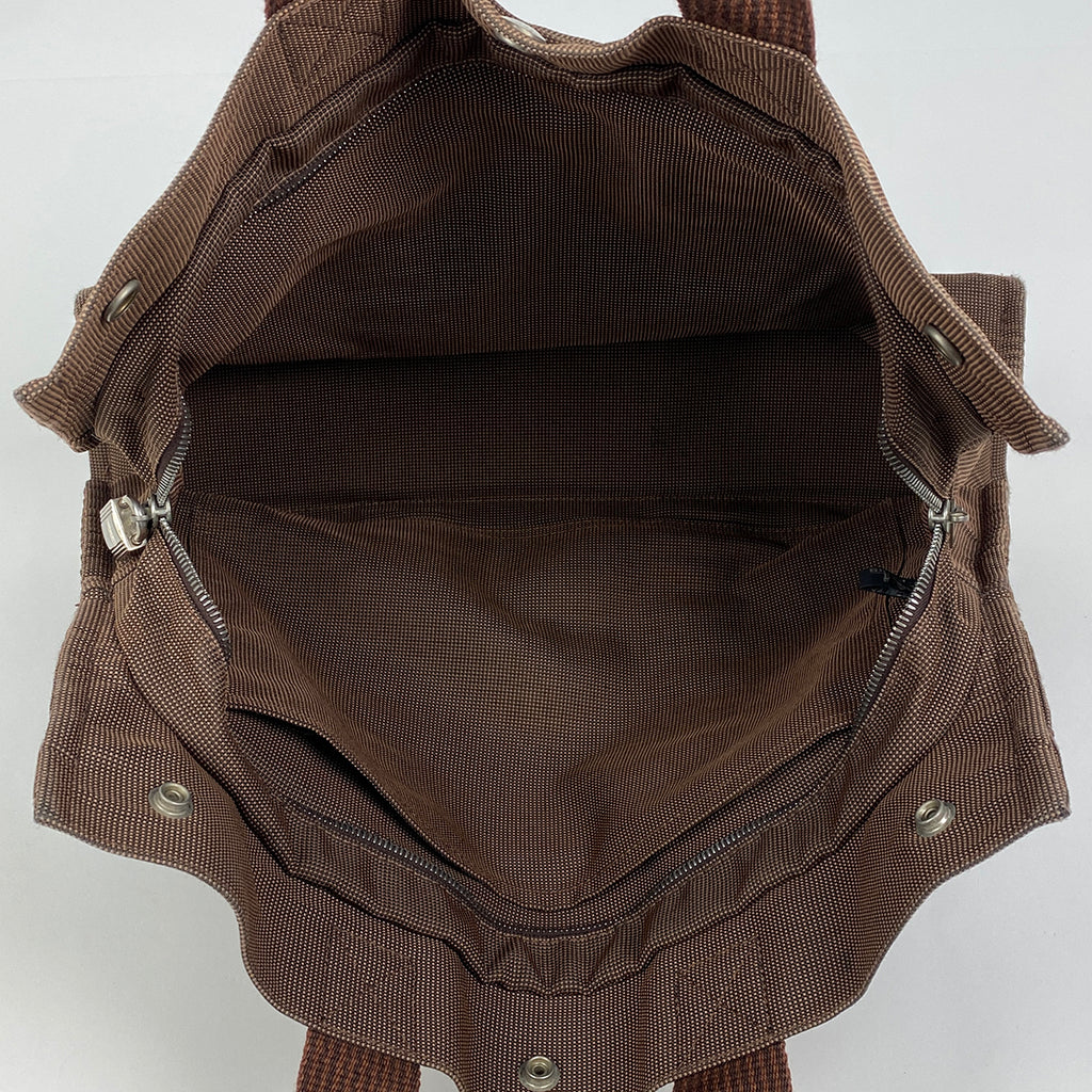 エルメス エールライン MM ハンドバッグ トートバッグ ナイロンキャンバス ブラウン レディース 【中古】brbag