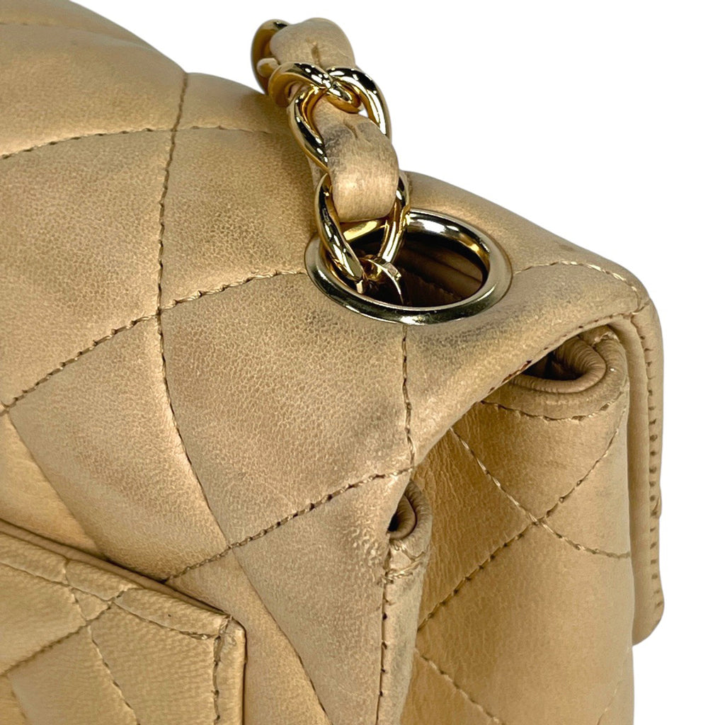 シャネル ミニ マトラッセ シングルフラップ チェーン ショルダーバッグ ココマーク ショルダーバッグ レザー ベージュ A01115 レディース 【中古】brbag