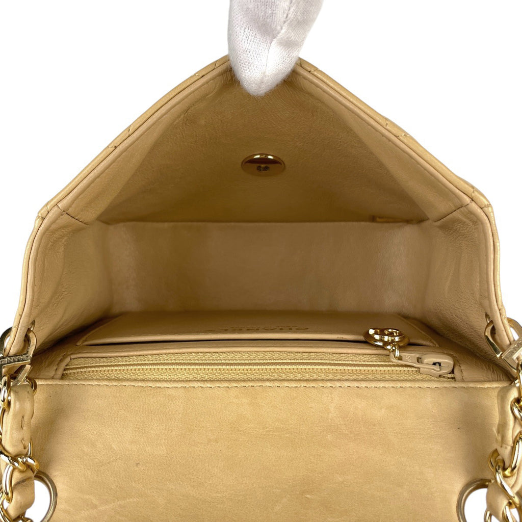 シャネル ミニ マトラッセ シングルフラップ チェーン ショルダーバッグ ココマーク ショルダーバッグ レザー ベージュ A01115 レディース 【中古】brbag