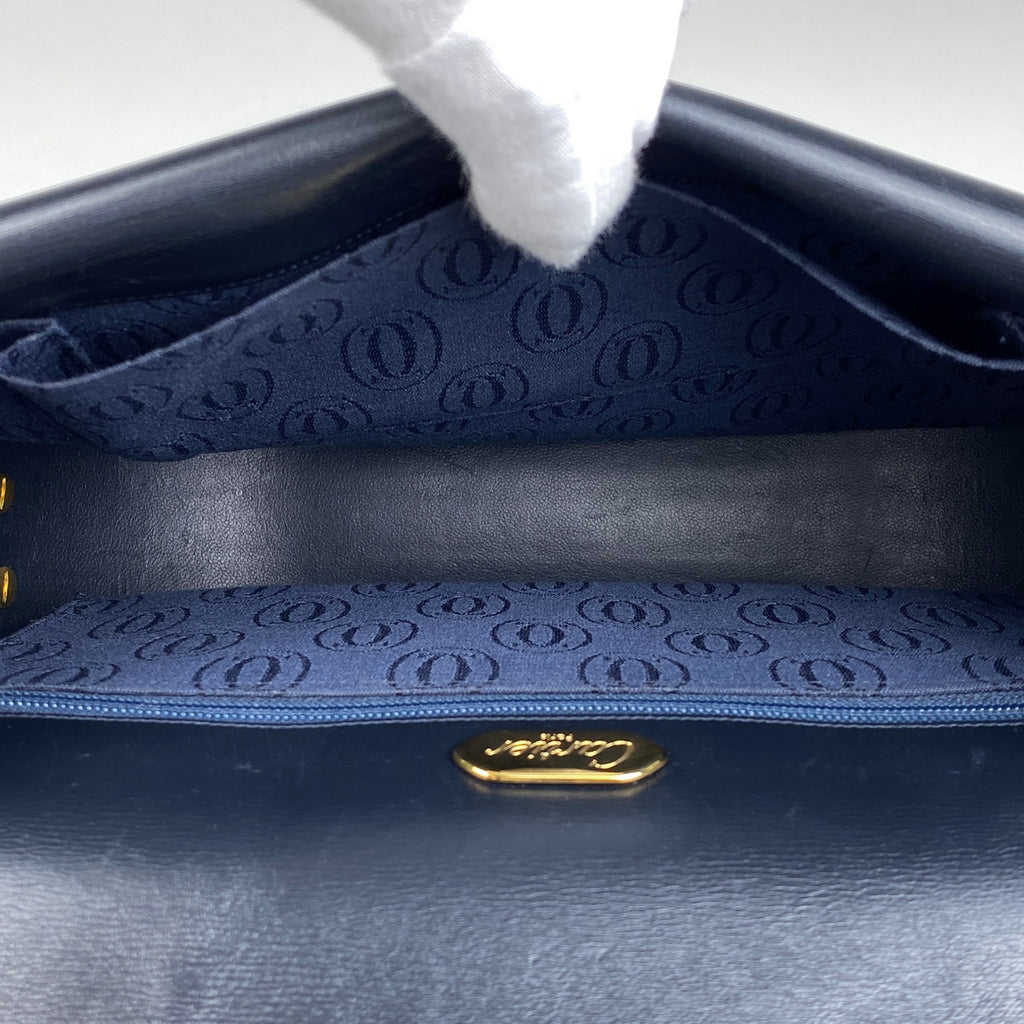 カルティエ サファイアライン ショルダーバッグ レザー ネイビー レディース 【中古】brbag