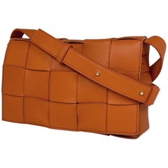 ボッテガヴェネタ カセット ショルダーバッグ マキシイントレチャート ショルダーバッグ レザー オレンジ レディース 【中古】brbag