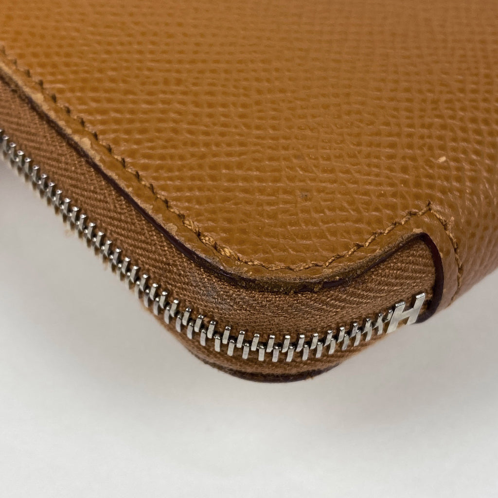 エルメス アザップ ロング シルクイン ラウンドファスナー スカーフ 長財布 レザー ブラウン レディース 【中古】brbag