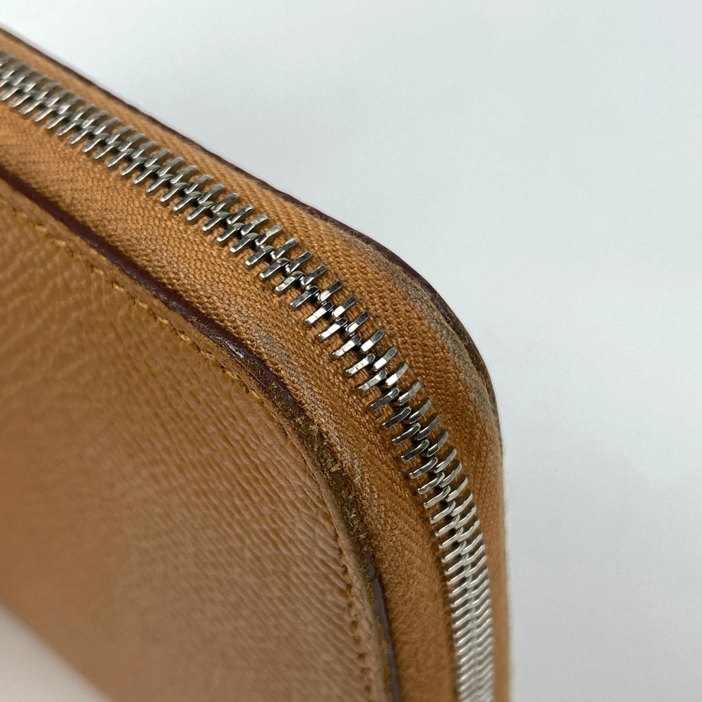 エルメス アザップ ロング シルクイン ラウンドファスナー スカーフ 長財布 レザー ブラウン レディース 【中古】brbag