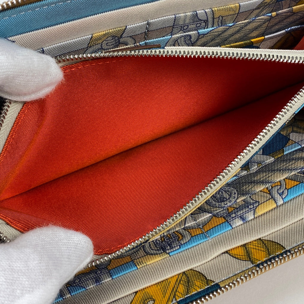 エルメス アザップ ロング シルクイン ラウンドファスナー スカーフ 長財布 レザー ブラウン レディース 【中古】brbag