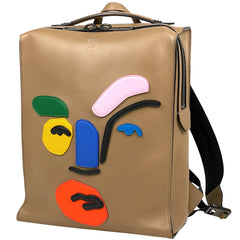 フェンディ ロゴ リュックサック バックパック ハンドバッグ フェイス リュック レザー ブラウン 7VZ029 レディース 【中古】brbag