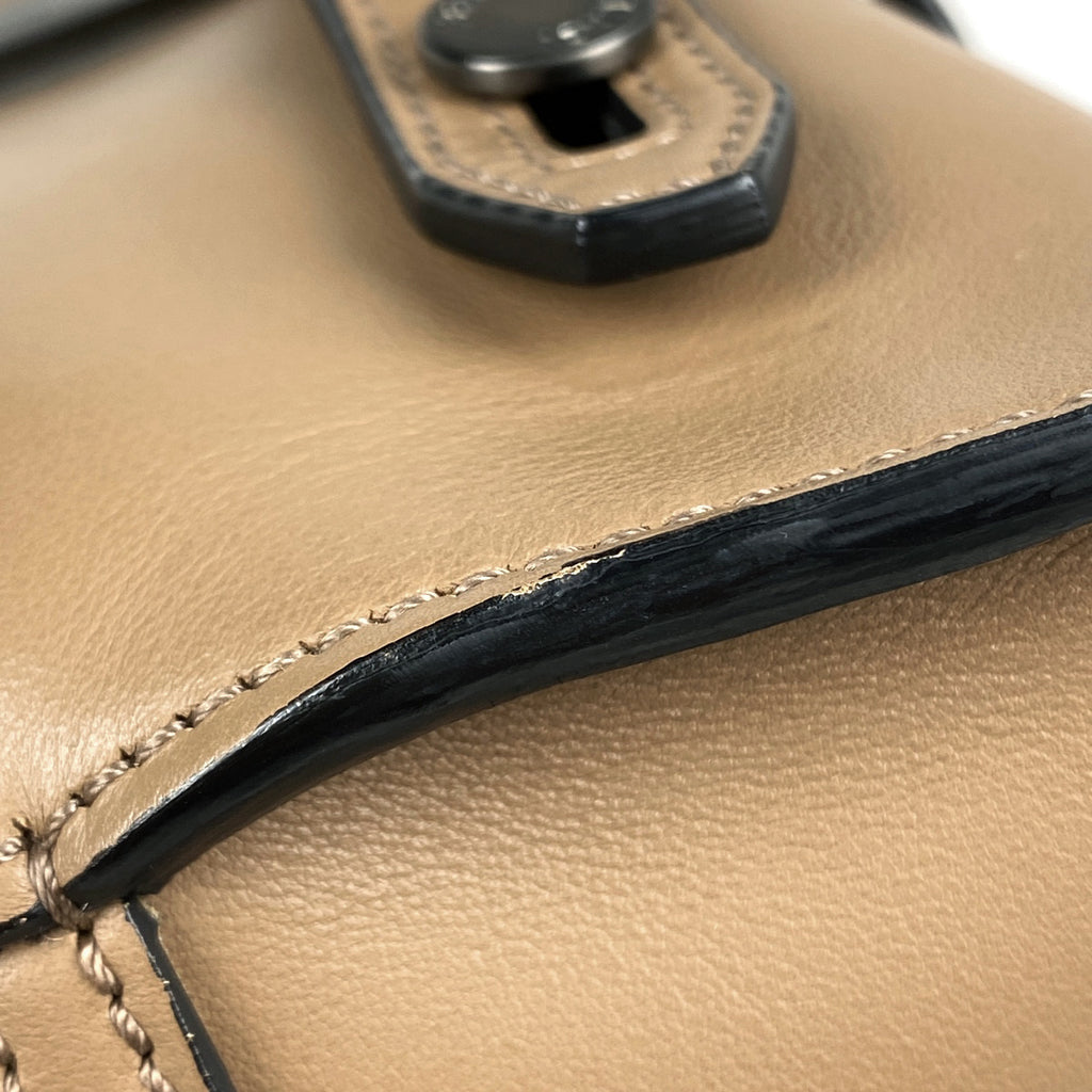 フェンディ ロゴ リュックサック バックパック ハンドバッグ フェイス リュック レザー ブラウン 7VZ029 レディース 【中古】brbag