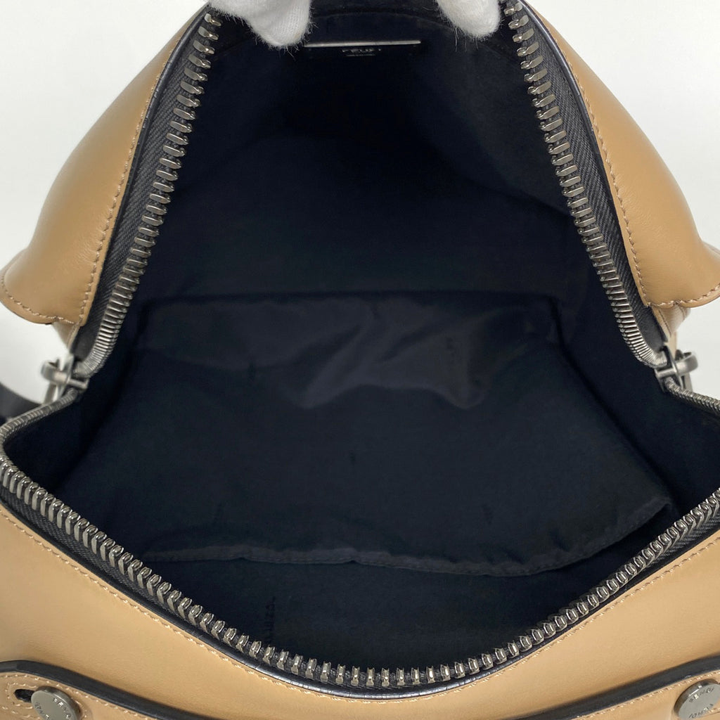 フェンディ ロゴ リュックサック バックパック ハンドバッグ フェイス リュック レザー ブラウン 7VZ029 レディース 【中古】brbag