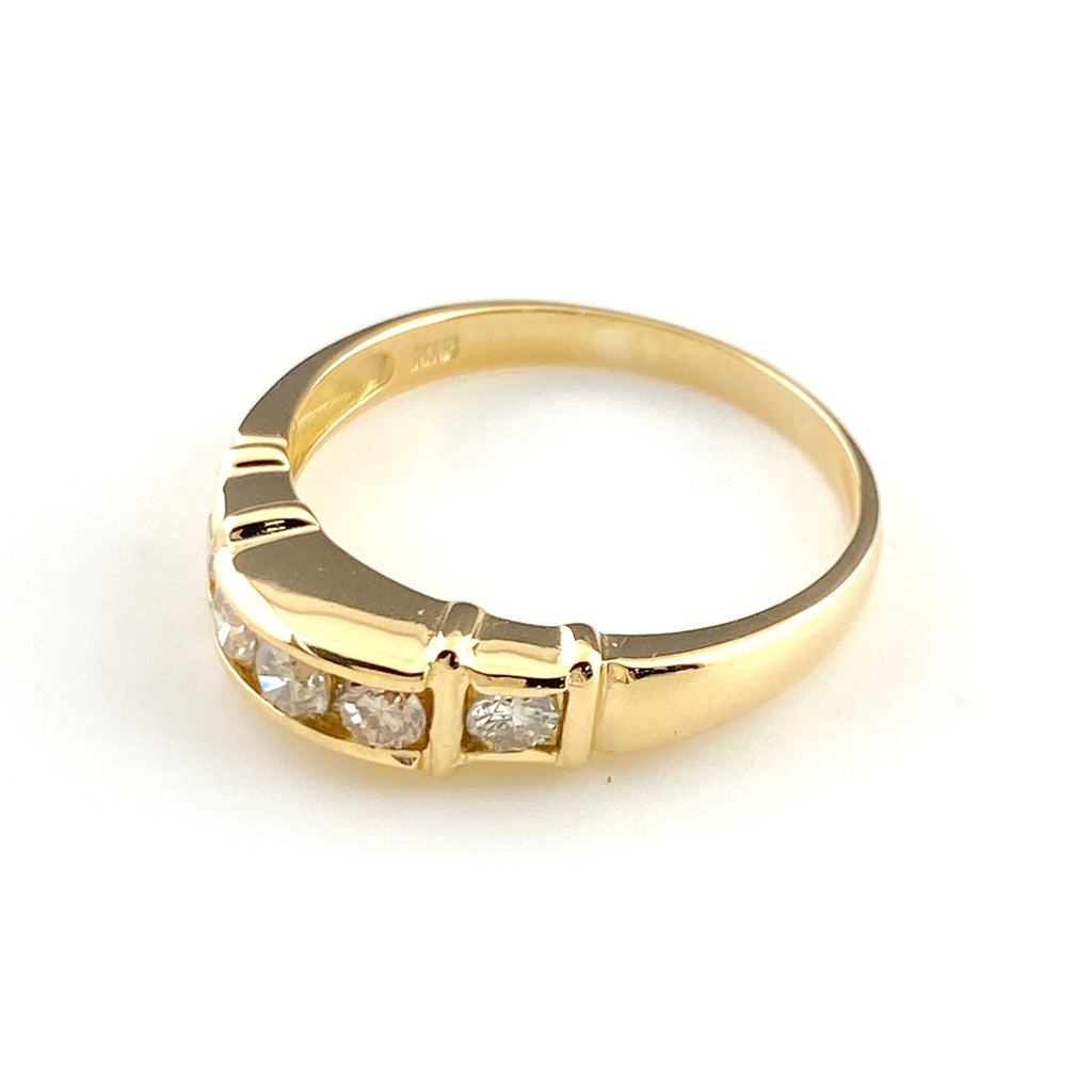 メレダイヤ デザインリング YG イエローゴールド 指輪 リング 17号 K18 ダイヤモンド レディース 【中古】nbjwl