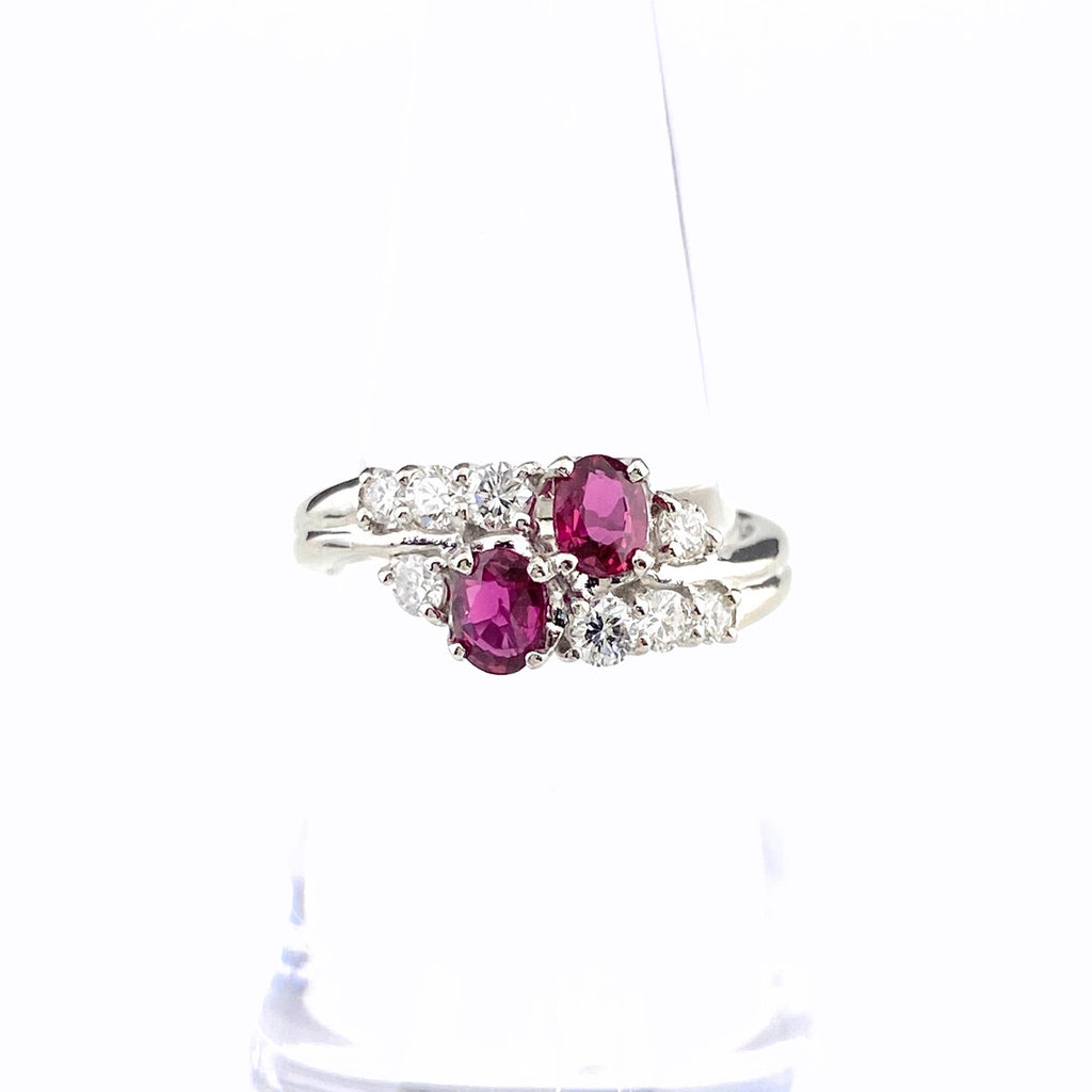 ルビー デザインリング プラチナ 指輪 メレダイヤ リング 11.5号 Pt900 ルビー ダイヤモンド レディース 【中古】nbjwl