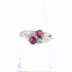 ルビー デザインリング プラチナ 指輪 メレダイヤ リング 11.5号 Pt900 ルビー ダイヤモンド レディース 【中古】nbjwl