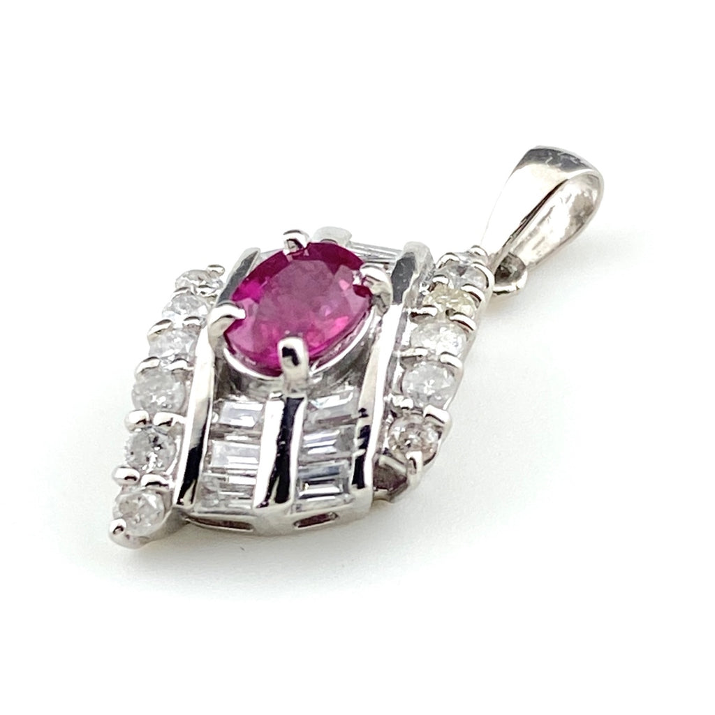 ルビー デザインペンダントトップ プラチナ メレダイヤ ペンダントトップ Pt900 ルビー ダイヤモンド レディース 【中古】nbjwl