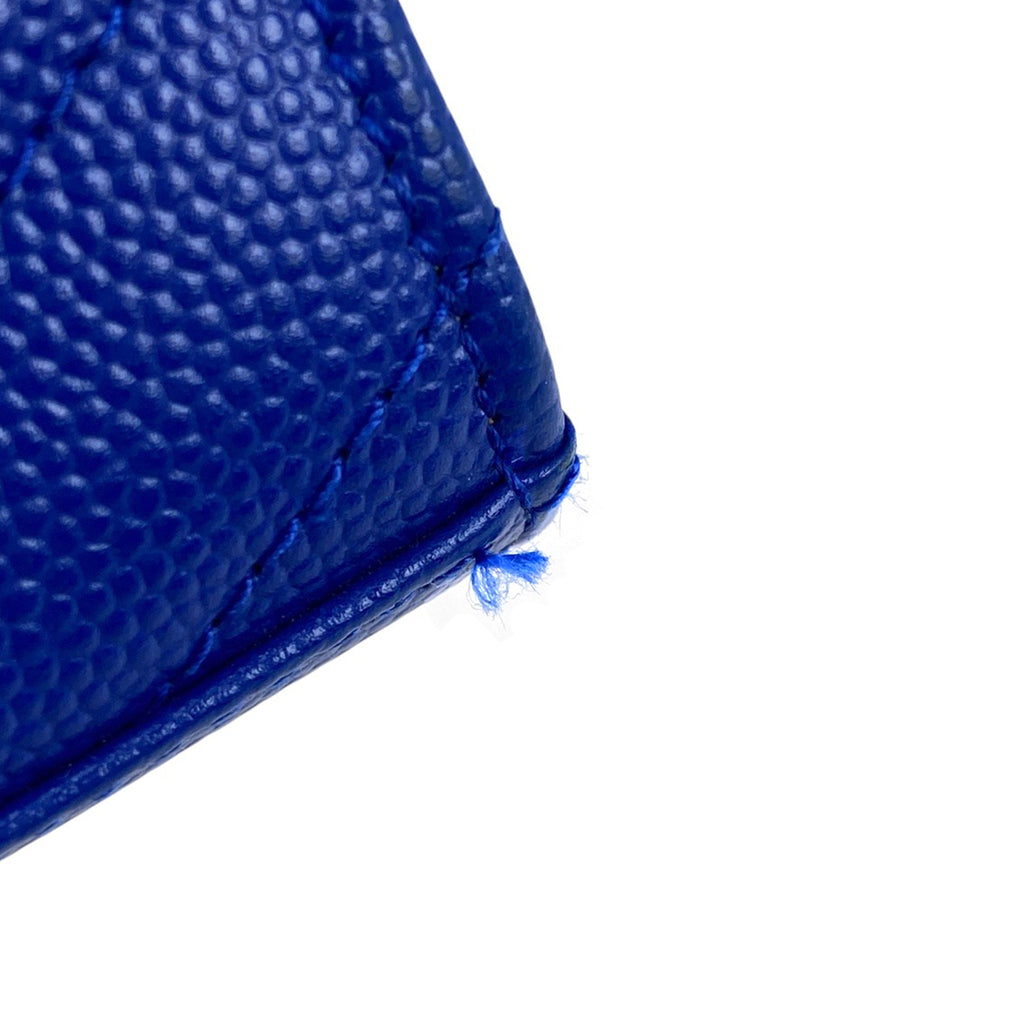 イヴ・サンローラン カサンドラ クラシック チェーン ウォレット 札入れ 小銭入れ ショルダーバッグ レザー ブルー 377828 レディース 【中古】brbag