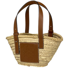 ロエベ バスケットバッグ スモール かごバッグ アナグラム ヤシの葉 トートバッグ ラフィア ナチュラル レディース 【中古】brbag