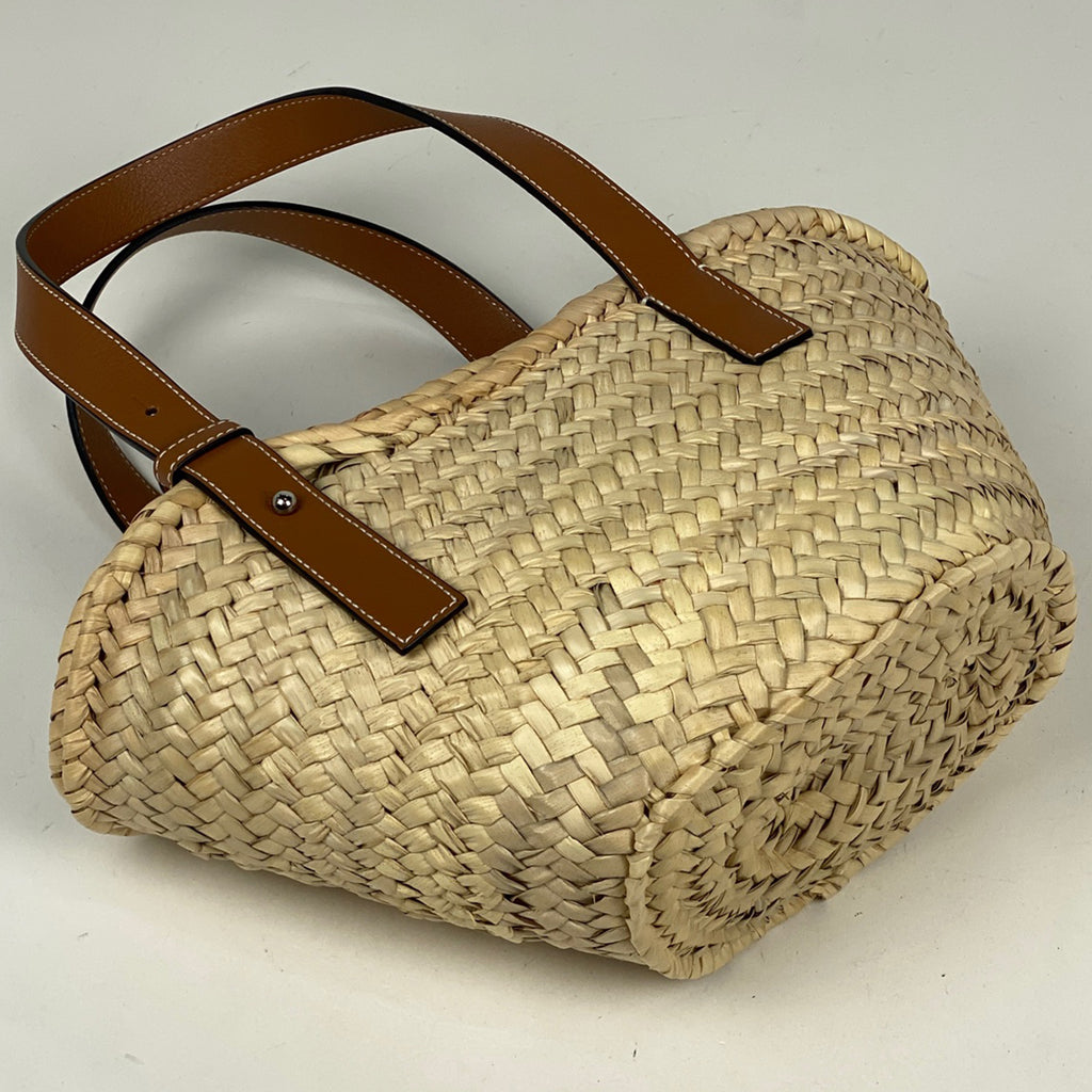 ロエベ バスケットバッグ スモール かごバッグ アナグラム ヤシの葉 トートバッグ ラフィア ナチュラル レディース 【中古】brbag