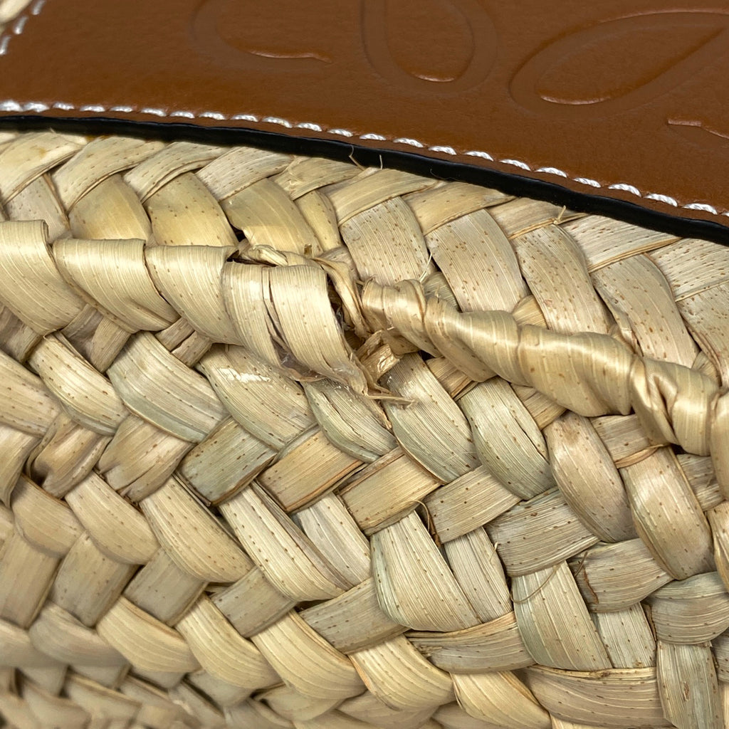 ロエベ バスケットバッグ スモール かごバッグ アナグラム ヤシの葉 トートバッグ ラフィア ナチュラル レディース 【中古】brbag