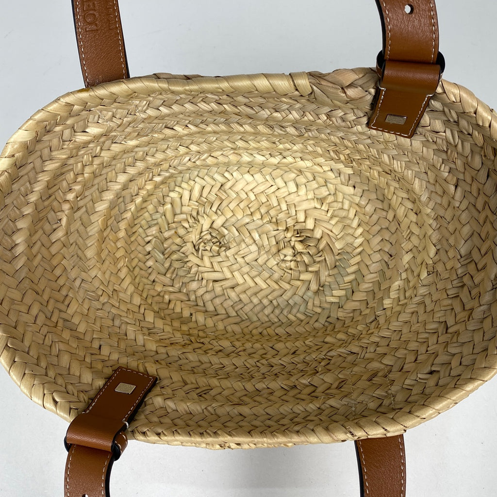 ロエベ バスケットバッグ スモール かごバッグ アナグラム ヤシの葉 トートバッグ ラフィア ナチュラル レディース 【中古】brbag