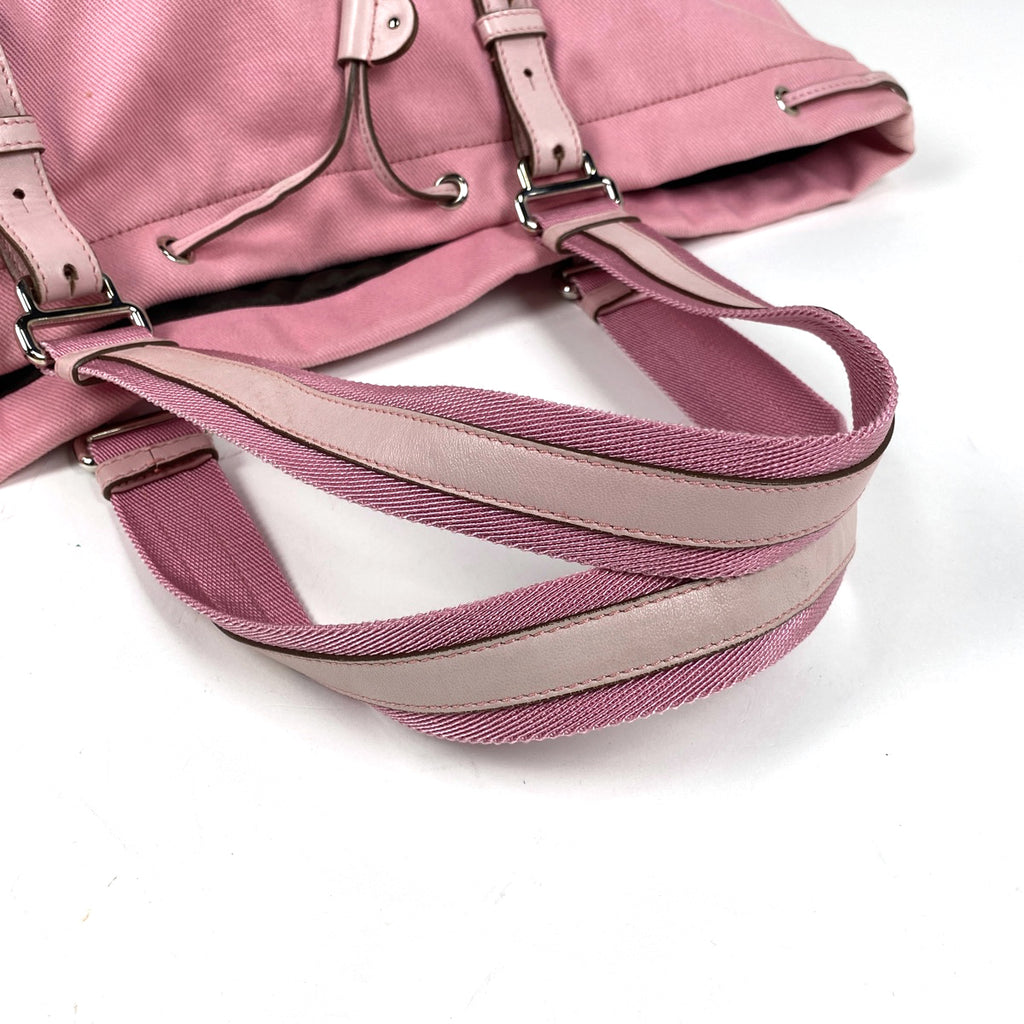 イヴ・サンローラン カハラ トートバッグ YSL ロゴ リヴゴーシュ トートバッグ キャンバス ピンク 121627 レディース 【中古】brbag