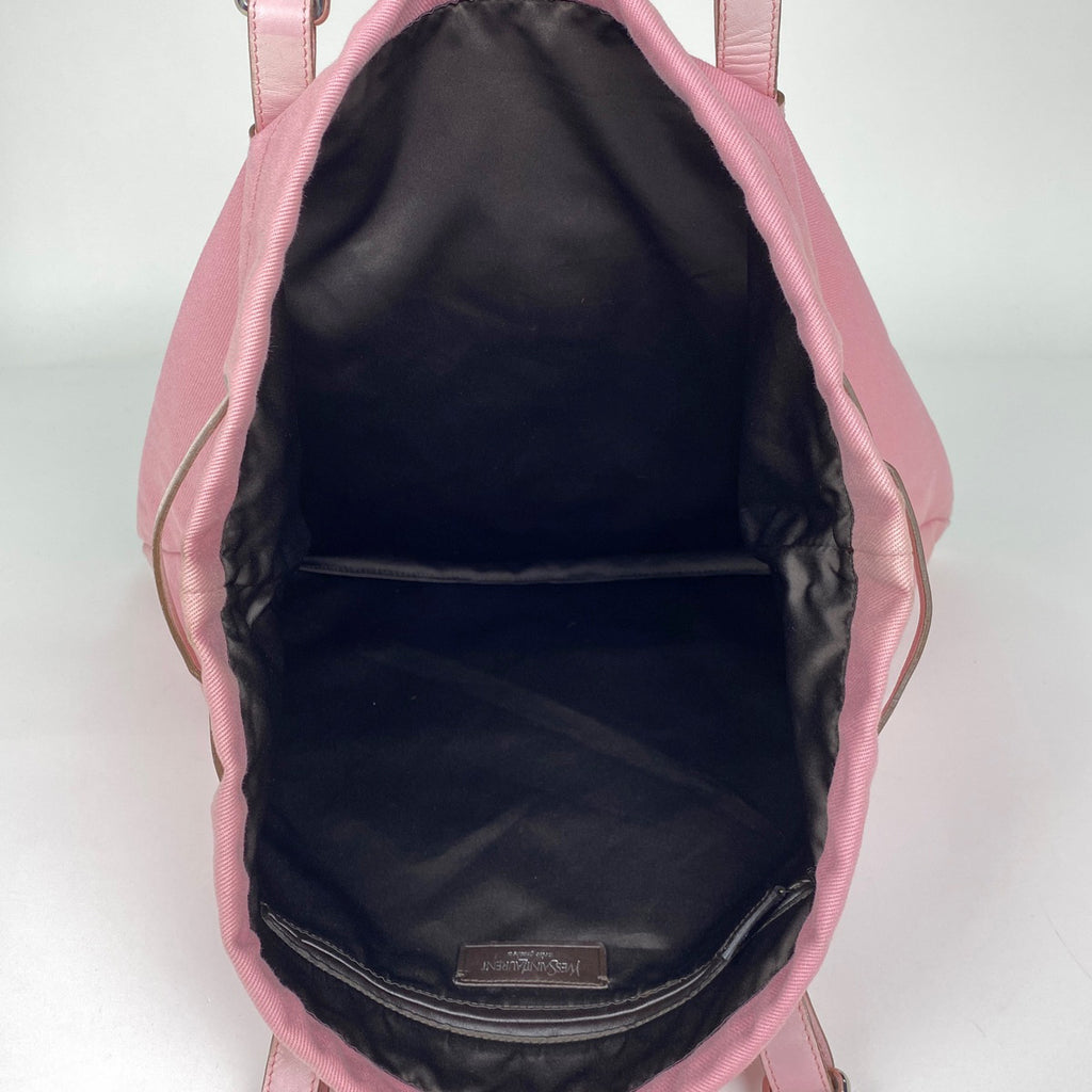 イヴ・サンローラン カハラ トートバッグ YSL ロゴ リヴゴーシュ トートバッグ キャンバス ピンク 121627 レディース 【中古】brbag