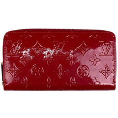 ルイ・ヴィトン ジッピーウォレット ラウンドファスナー エナメル 長財布 モノグラムヴェルニ ポムダムール(レッド) M91981 レディース 【中古】brbag