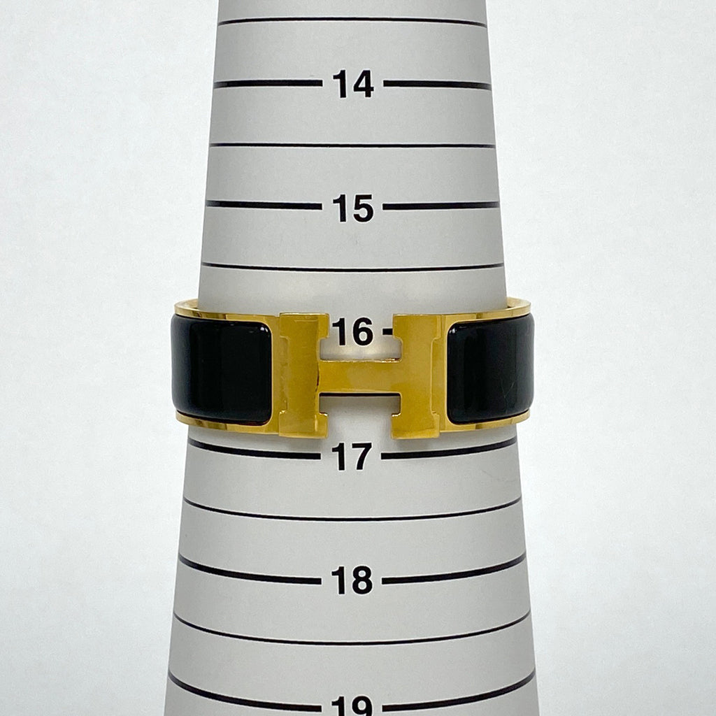 エルメス クリッククラック GM エナメルブレスレット 腕輪 Hロゴ バングル GP ゴールド ブラック レディース 【中古】bracc