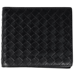 ボッテガヴェネタ イントレチャート 二つ折り 財布 札入れ 二つ折り財布 レザー ブラック メンズ 【中古】brbag