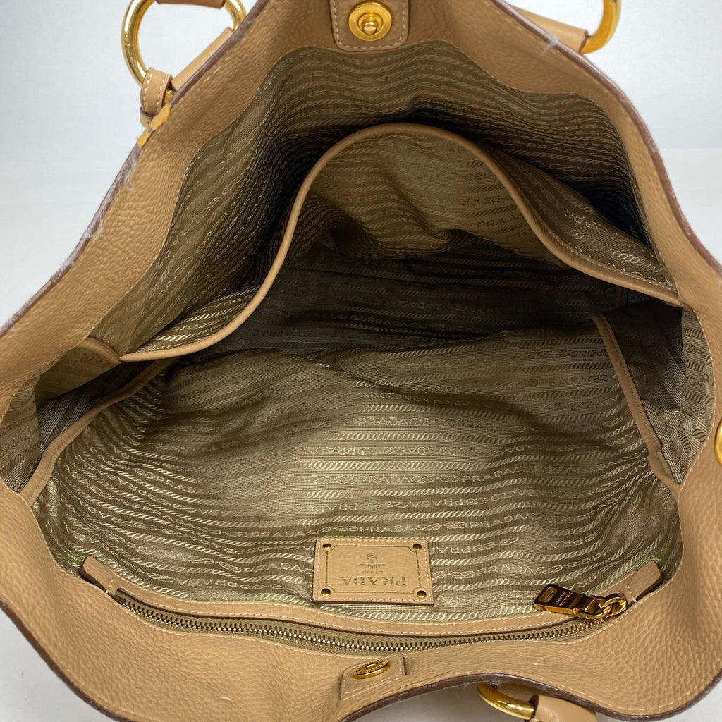 プラダ ロゴ トートバッグ 2WAY ショルダーバッグ トートバッグ レザー ベージュ BN2865 レディース 【中古】brbag