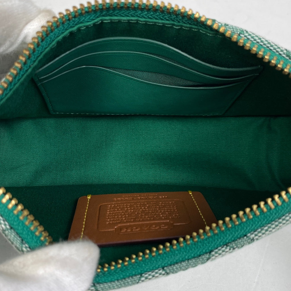 コーチ スウィンガー 20 シグネチャー ポーチ ハンドバッグ キャンバス グリーン C2325 レディース 【中古】brbag