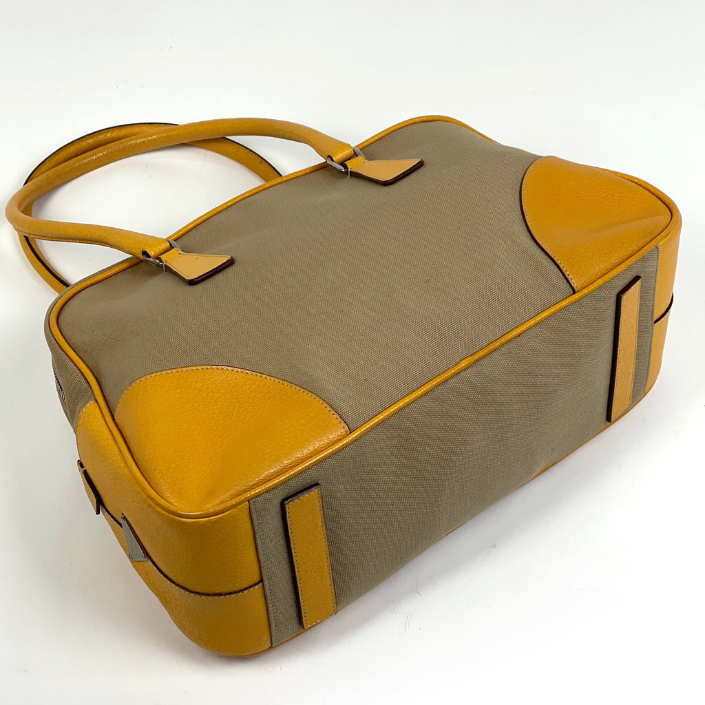 プラダ ロゴプレート トートバッグ ショルダーバッグ トートバッグ キャンバス ベージュ イエロー レディース 【中古】brbag