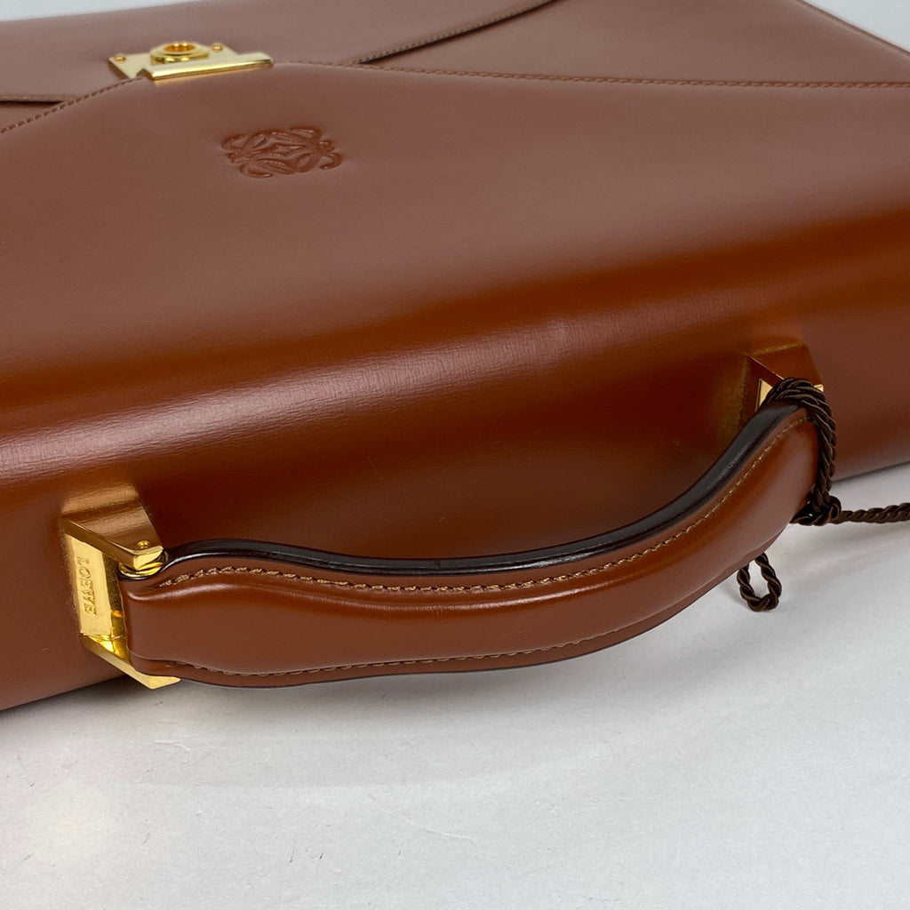 ロエベ アナグラム ビジネスバッグ ブリーフケース ビジネスバッグ レザー ブラウン メンズ 【中古】brbag