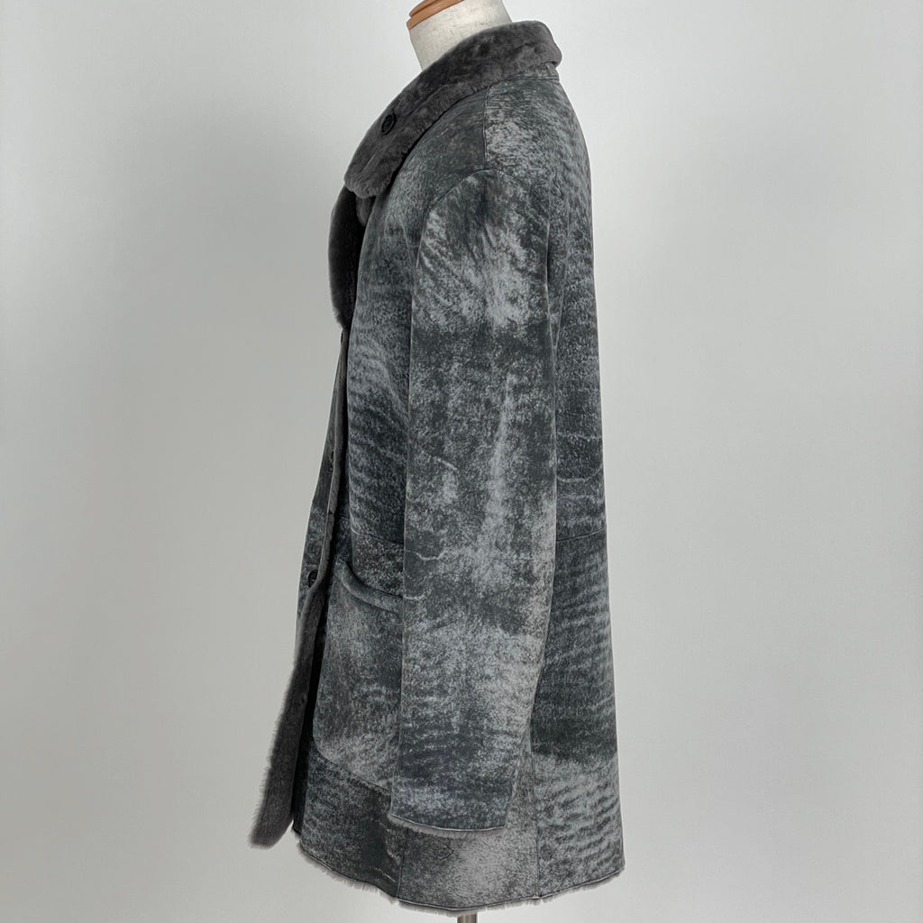 アルマーニ ムートン ロング コート リバーシブル 防寒 アウター その他コート ムートン グレー メンズ 【中古】brapp