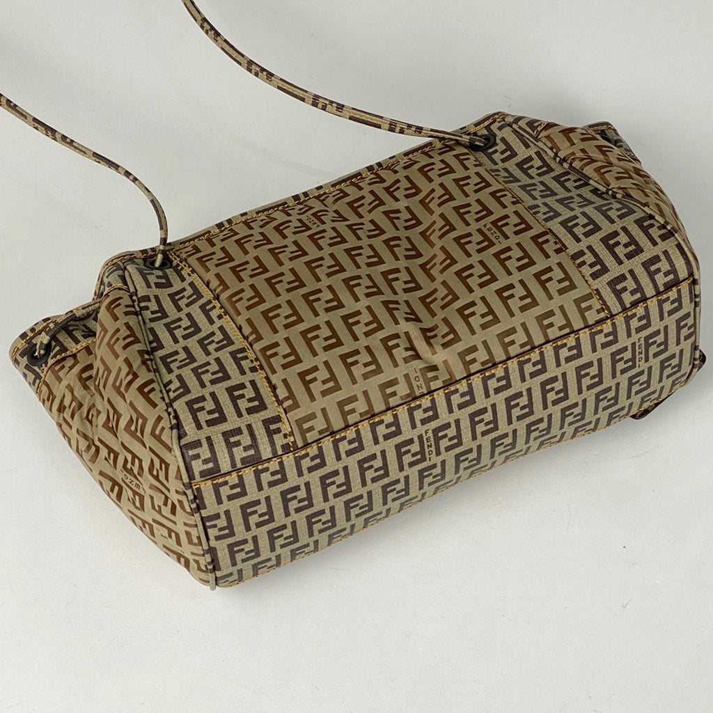 フェンディ ズッキーノ柄 ショルダーバッグ コーティングキャンバス ベージュ 8BT129 レディース 【中古】brbag