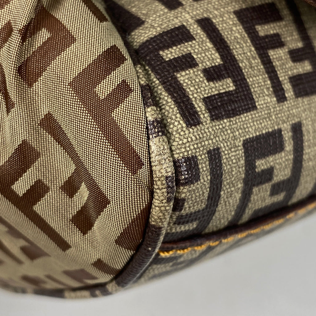 フェンディ ズッキーノ柄 ショルダーバッグ コーティングキャンバス ベージュ 8BT129 レディース 【中古】brbag