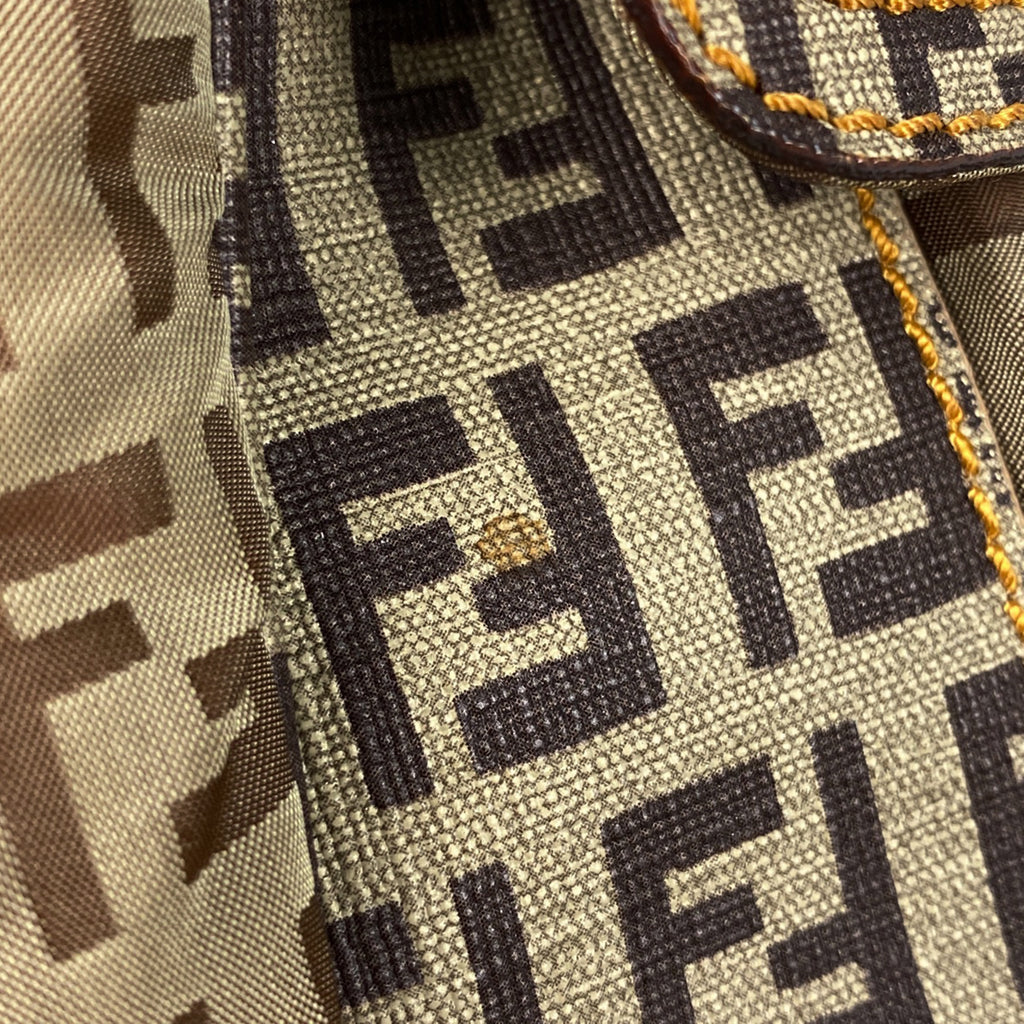 フェンディ ズッキーノ柄 ショルダーバッグ コーティングキャンバス ベージュ 8BT129 レディース 【中古】brbag