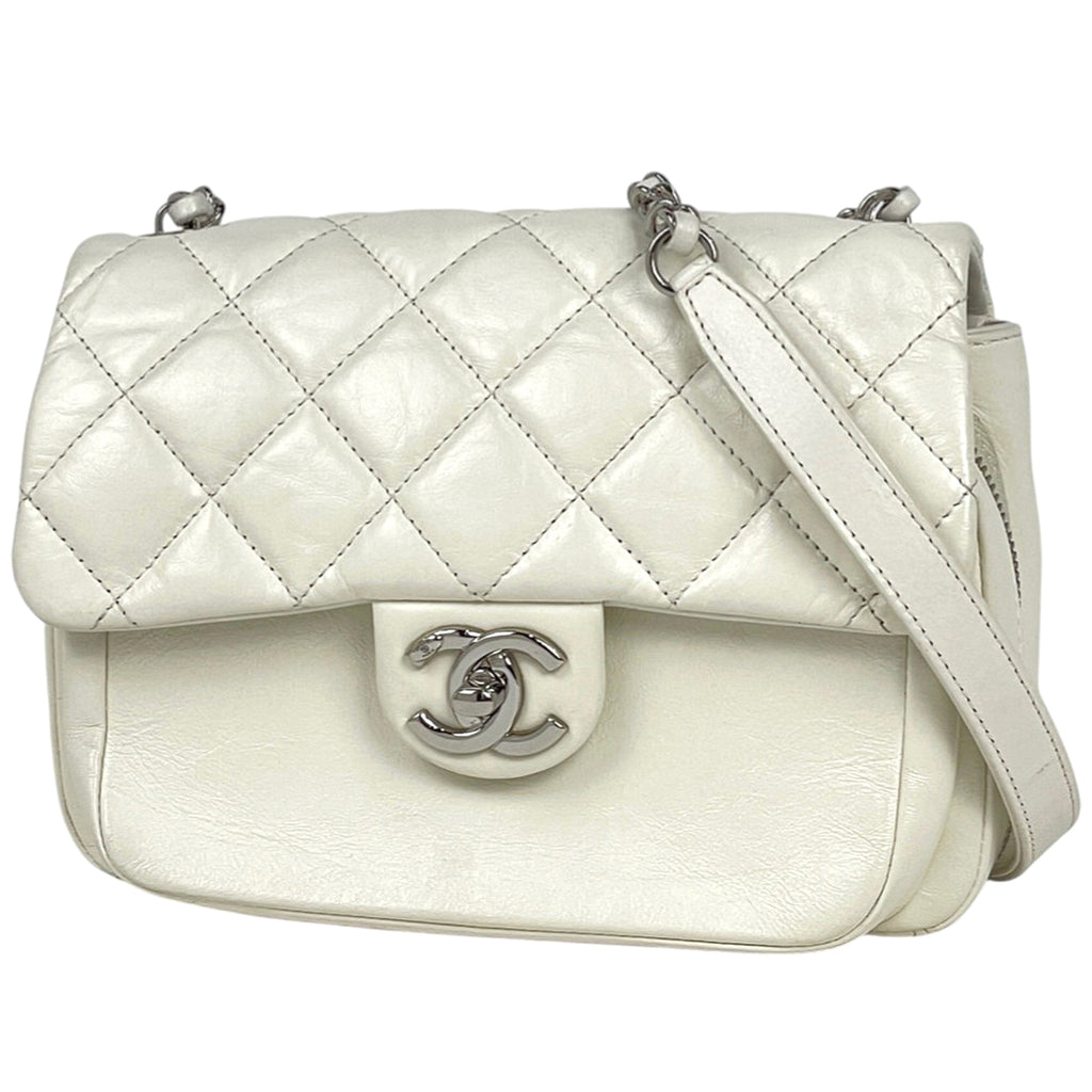 シャネル ココマーク チェーン ショルダーバッグ マトラッセ ショルダーバッグ レザー ホワイト レディース 【中古】brbag