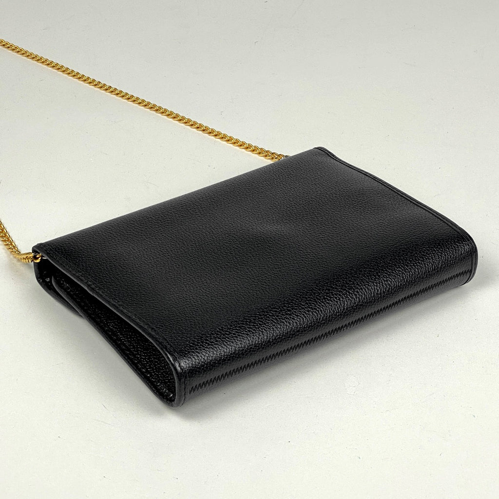 クリスチャンディオール ロゴ チェーン ショルダーバッグ 2WAY クラッチバッグ ショルダーバッグ レザー ブラック レディース 【中古】brbag