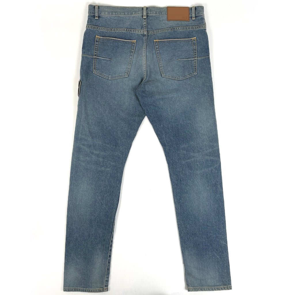 ディオール ロゴ ワッペン デニムパンツ ボタンフライ ボトムス パンツ コットン ポリウレタン ブルー メンズ 【中古】brapp
