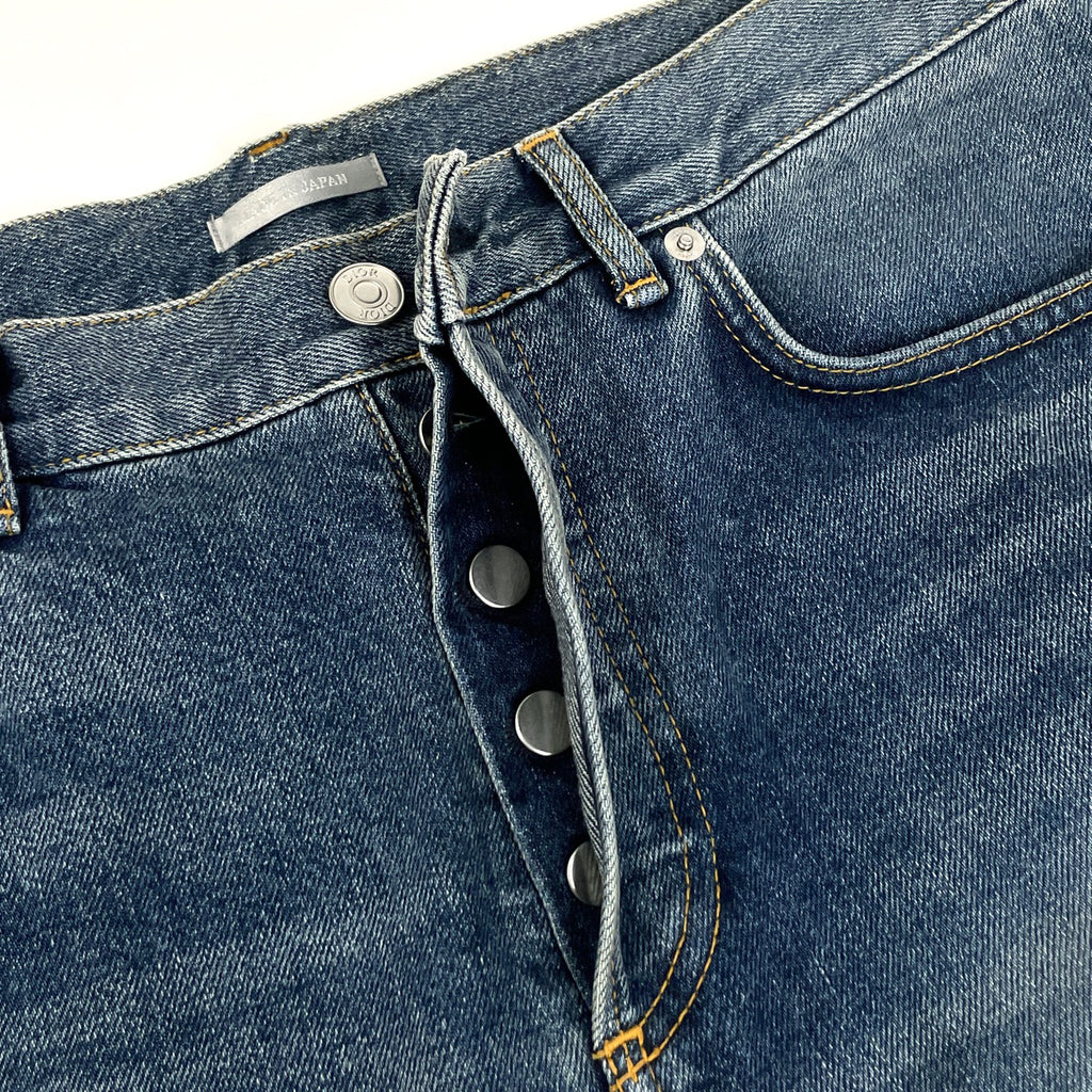 ディオール ロゴ ワッペン デニムパンツ ボタンフライ ボトムス パンツ コットン ポリウレタン ブルー メンズ 【中古】brapp