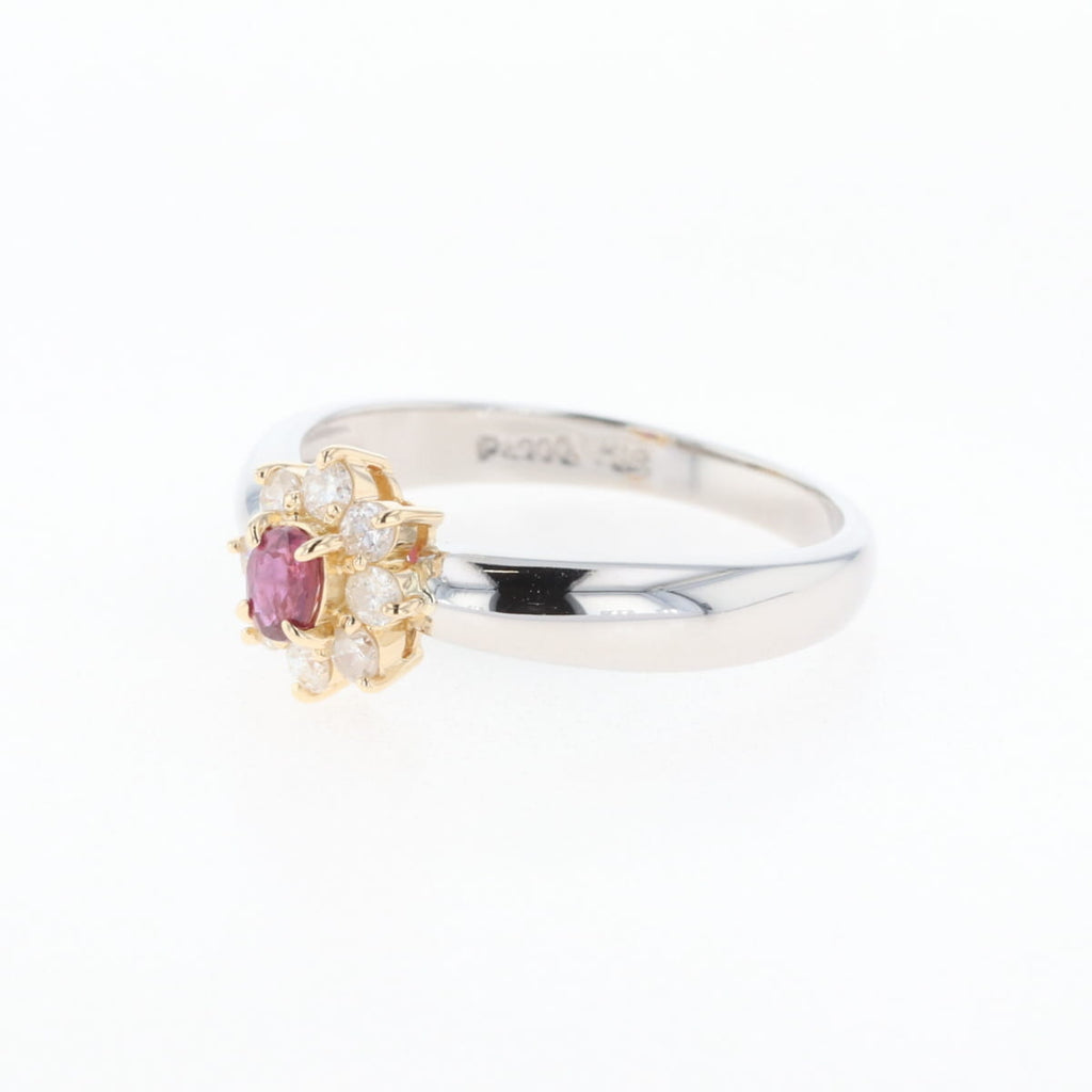ルビー デザインリング プラチナ 指輪 メレダイヤ リング 12号 Pt900 K18 ルビー レディース 【中古】nbjwl