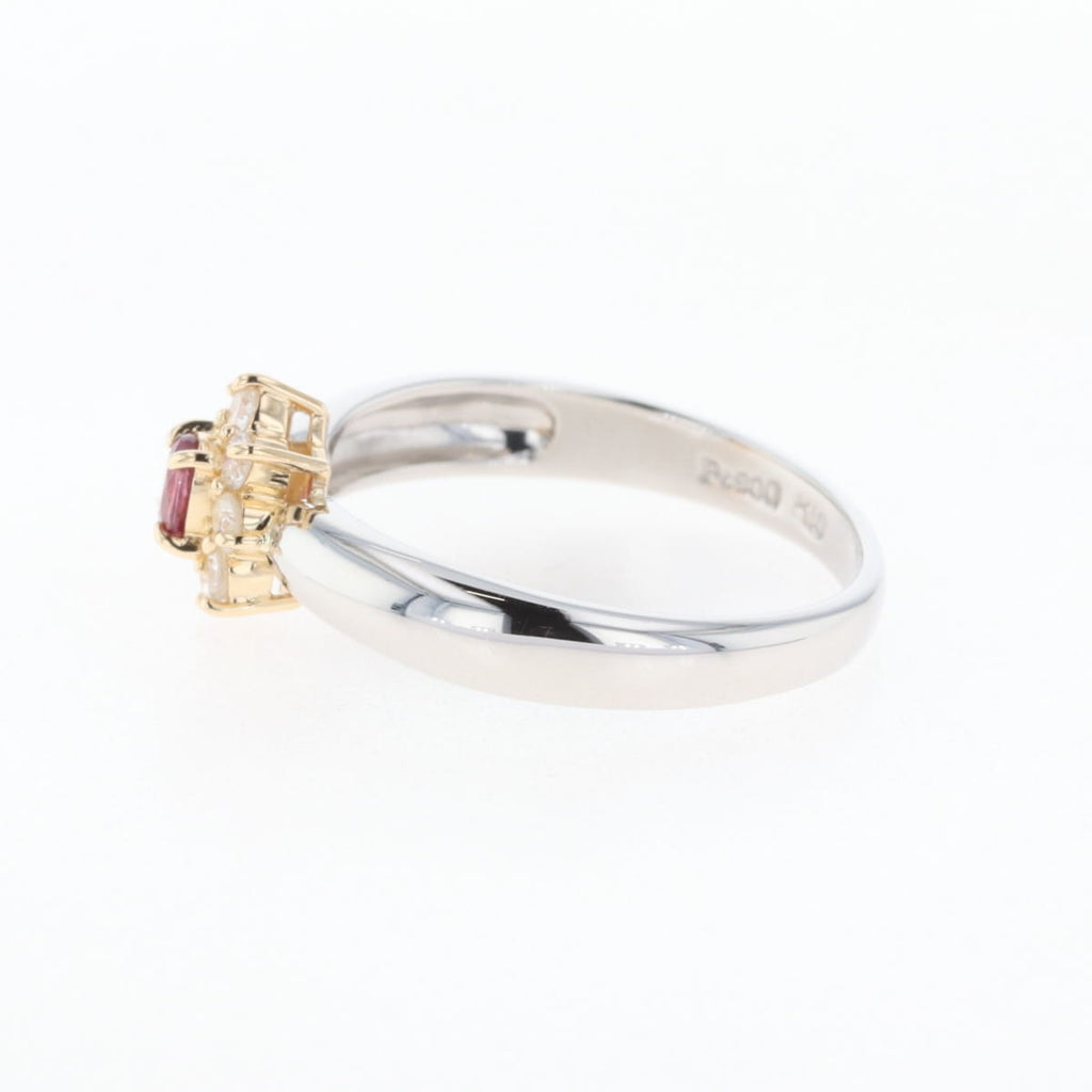 ルビー デザインリング プラチナ 指輪 メレダイヤ リング 12号 Pt900 K18 ルビー レディース 【中古】nbjwl