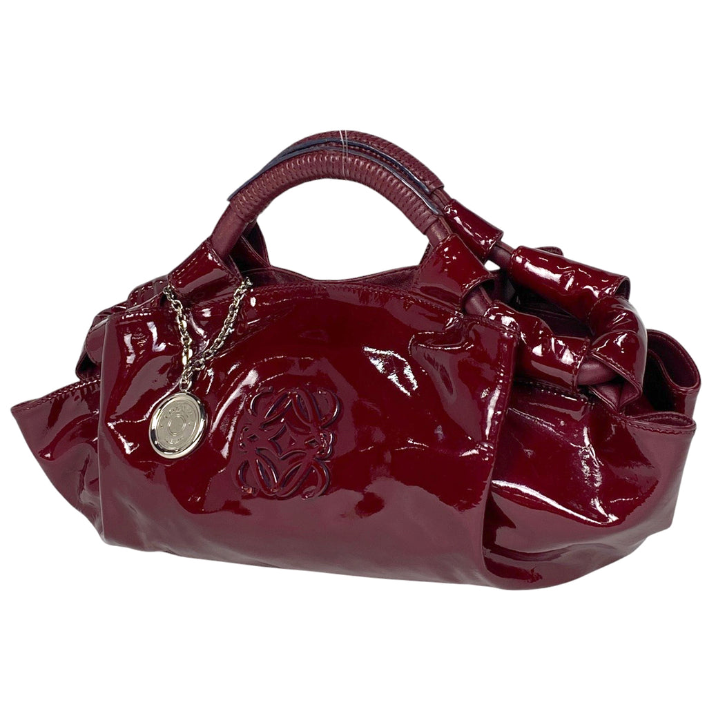 ロエベ ナッパアイレ 手提げ アナグラム エナメル ハンドバッグ パテントレザー レッド レディース 【中古】brbag