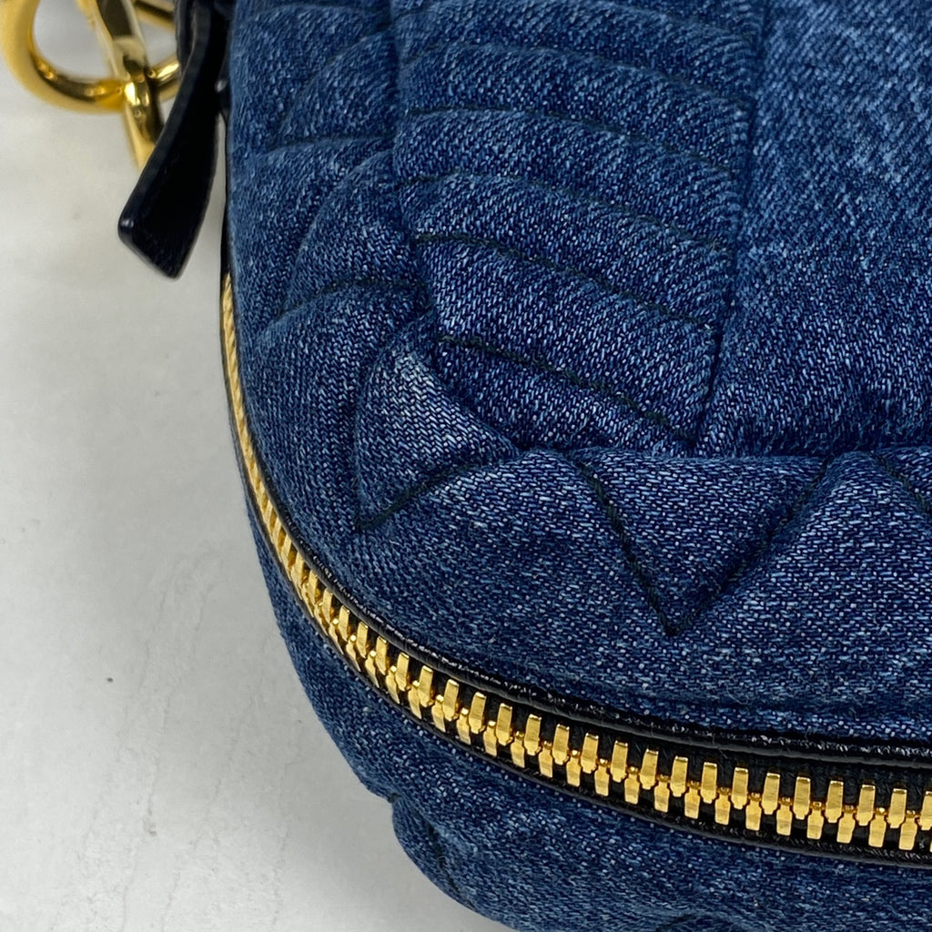 ミュウ ミュウ ロゴ ショルダーバッグ バイカー ショルダーバッグ デニム ブルー レディース 【中古】brbag