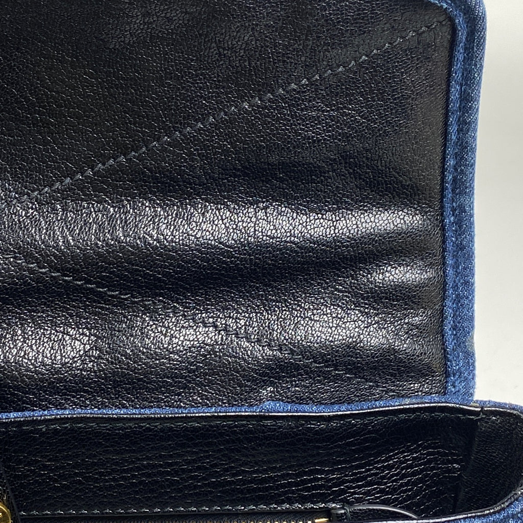ミュウ ミュウ ロゴ ショルダーバッグ バイカー ショルダーバッグ デニム ブルー レディース 【中古】brbag