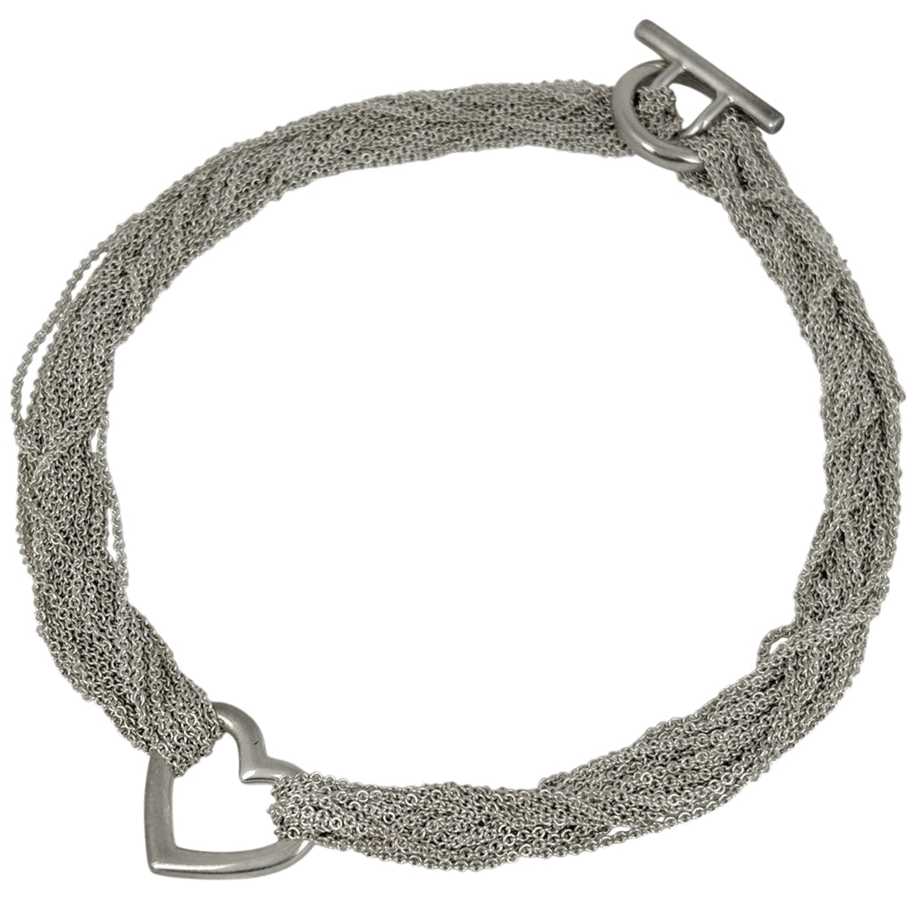 ティファニー オープンハート メッシュ ネックレス トグル チョーカー ネックレス シルバー925 シルバー レディース 【中古】bracc