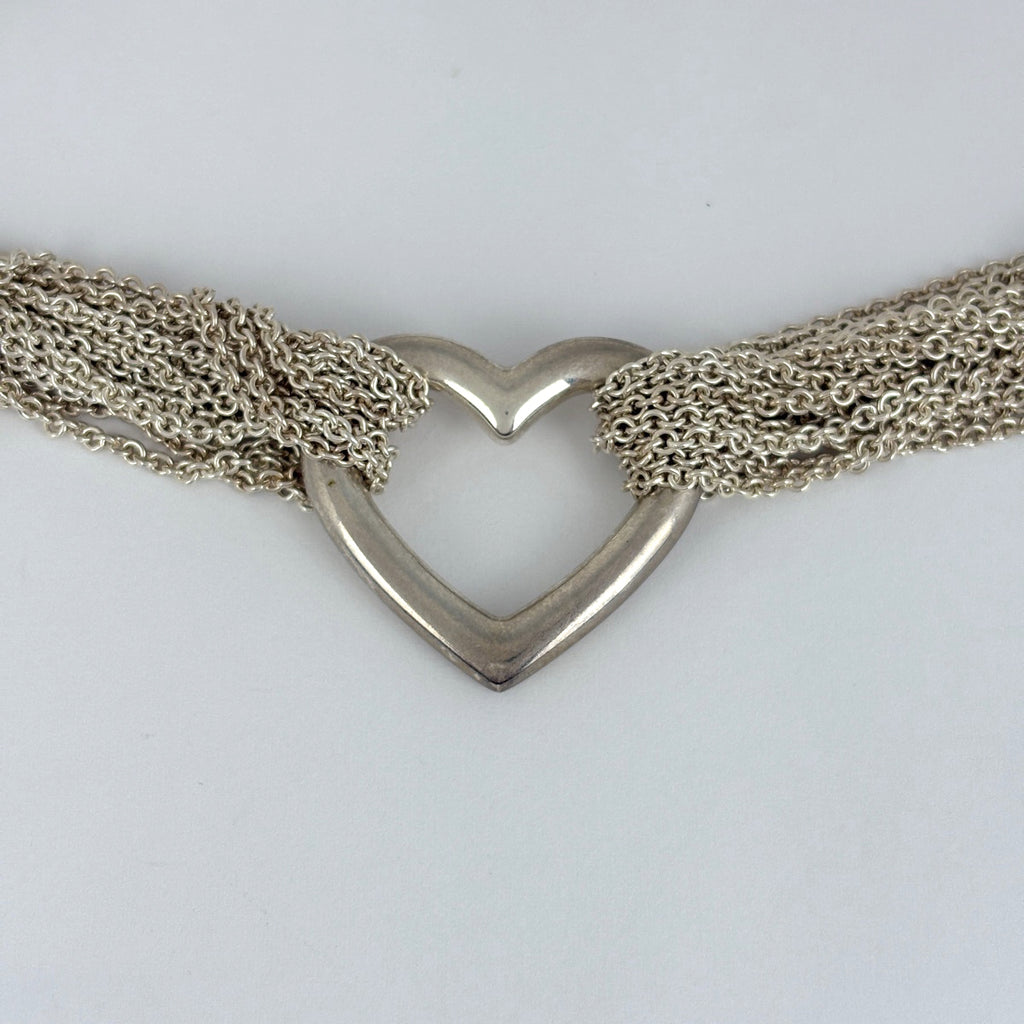 ティファニー オープンハート メッシュ ネックレス トグル チョーカー ネックレス シルバー925 シルバー レディース 【中古】bracc