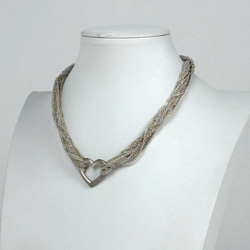 ティファニー オープンハート メッシュ ネックレス トグル チョーカー ネックレス シルバー925 シルバー レディース 【中古】bracc