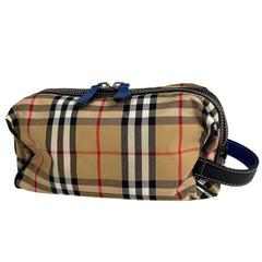 バーバリー チェック柄 セカンドバッグ ハンドバッグ セカンドバッグ コットン ベージュ ブラック レディース 【中古】brbag